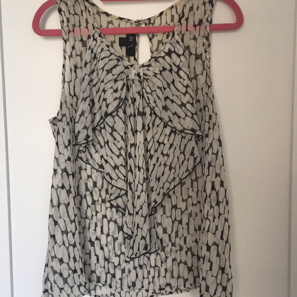 Flowy black and white sheer tank top